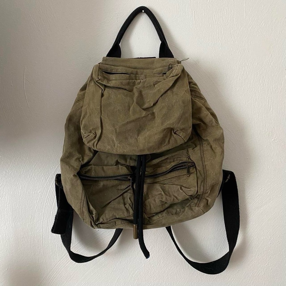 Olive Green Canvas Backpack
